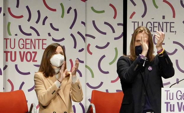 Pablo Fernández e Ione Belarra durante la presentación de la candidatura de Podemos en Castilla y León.