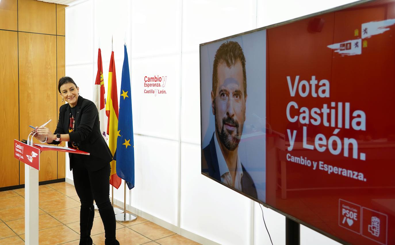 La secretaria de Organización del PSOECyL, Ana Sánchez, presenta la campaña electoral de los socialistas de Castilla y León a las elecciones autonómicas del 13 de febrero.