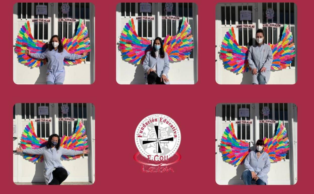 Diferentes imágenes de las alas realizadas por los alumnos de Infantil de La Anunciata.