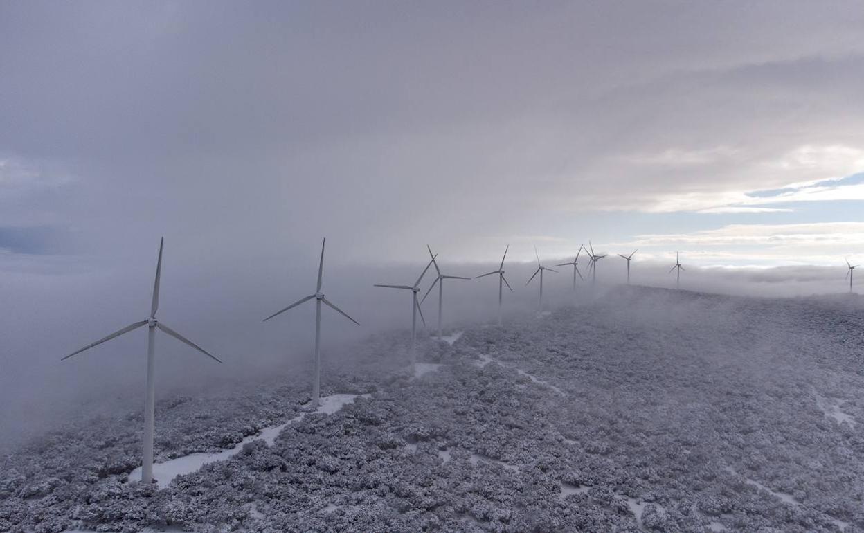 Parque de generadores eólicos instalados en la montaña de Castilla y León.