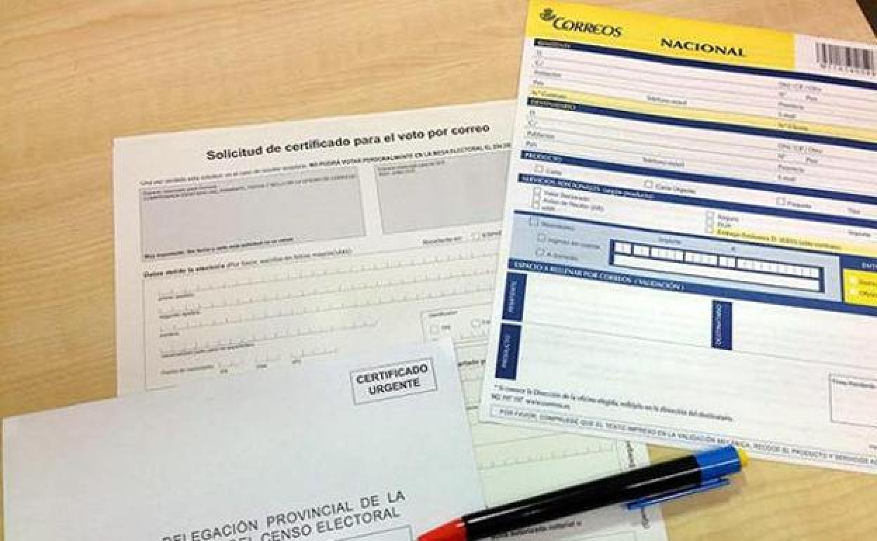 Imagen de una solicitud de certificado para el voto por correo. 