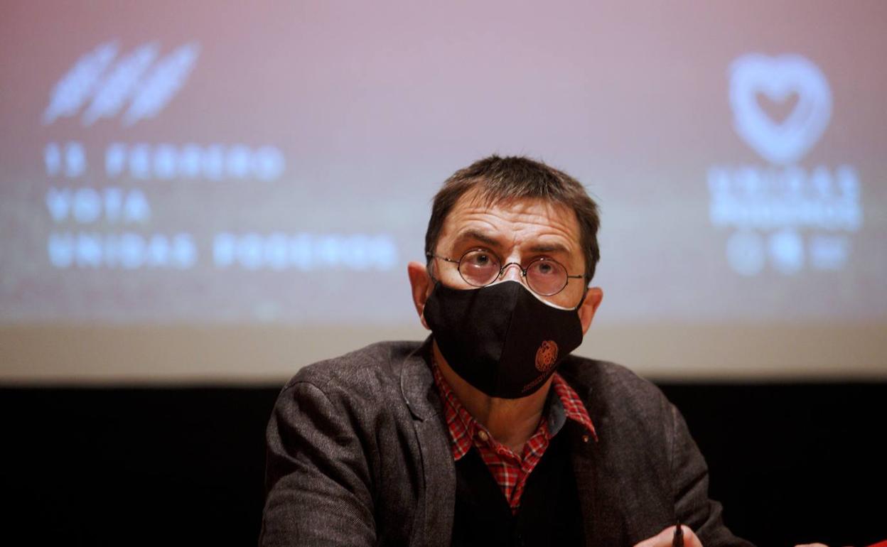 . Juan Carlos Monedero participa en un acto de campaña de Unidas Podemos en Ponferrada.