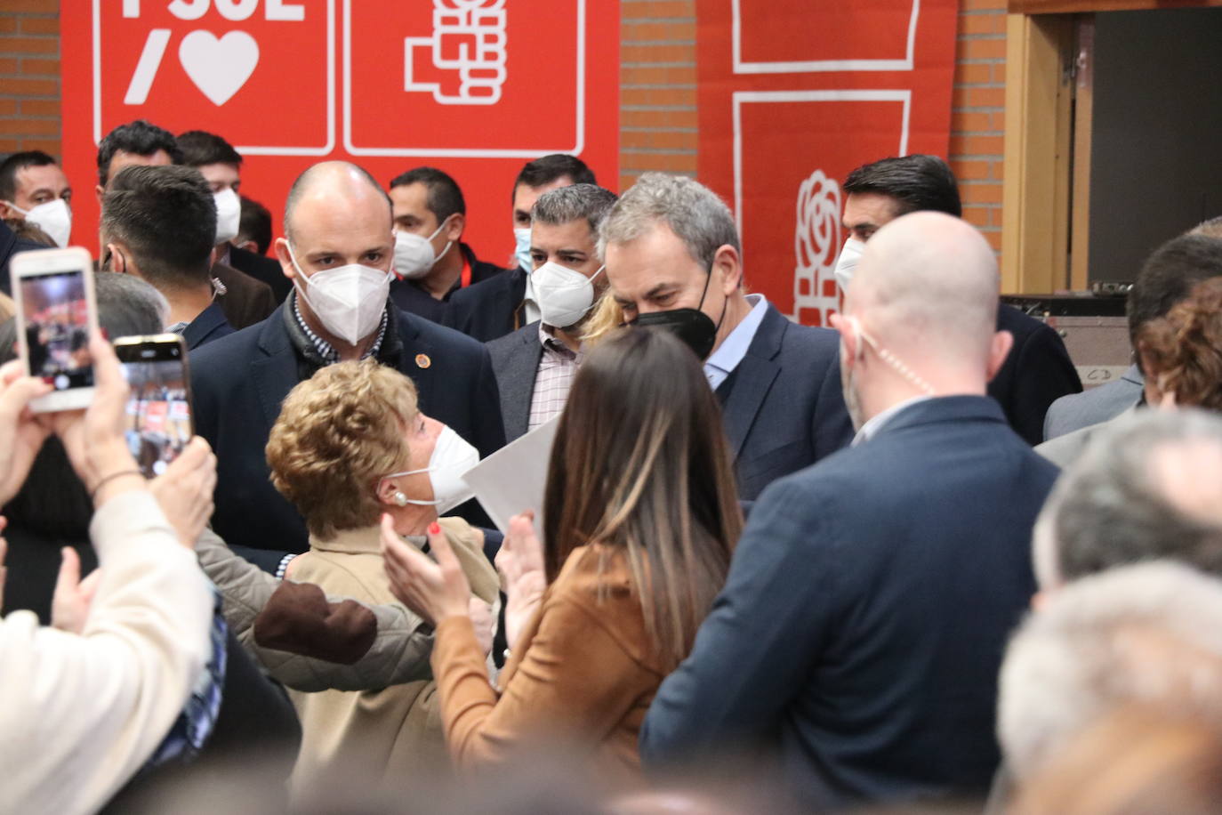 Acto electoral en León del candidato del PSOE a la Presidencia de la Junta, Luis Tudanca; el expresidente José Luis Rodríguez Zapatero y del presidente y secretario general del PSOE, Pedro Sánchez.