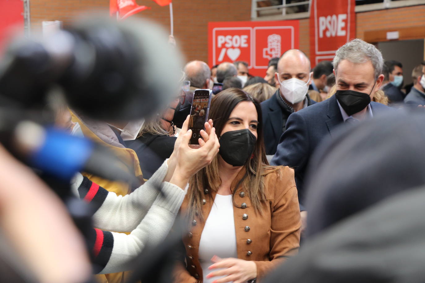 Acto electoral en León del candidato del PSOE a la Presidencia de la Junta, Luis Tudanca; el expresidente José Luis Rodríguez Zapatero y del presidente y secretario general del PSOE, Pedro Sánchez.