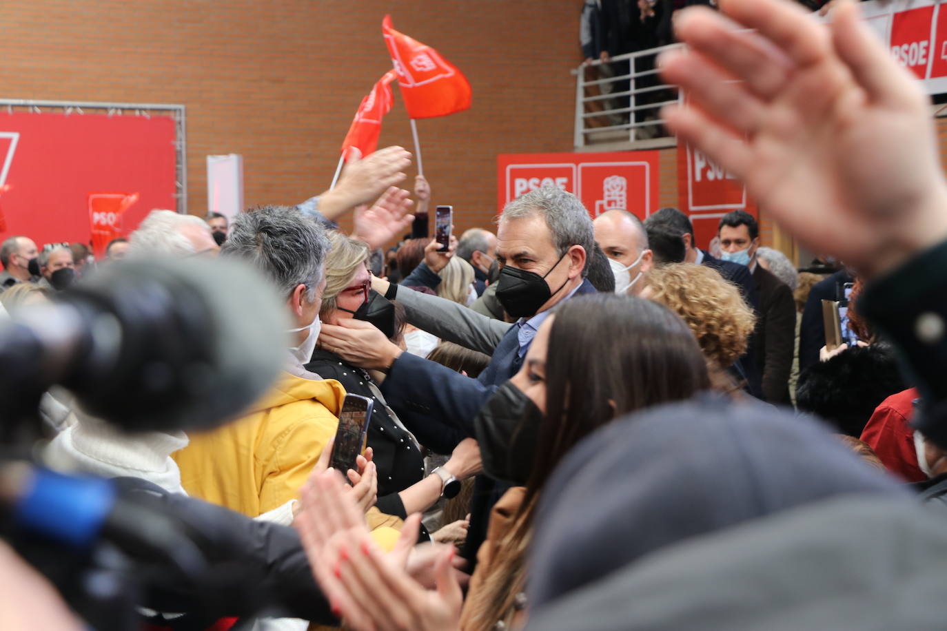 Acto electoral en León del candidato del PSOE a la Presidencia de la Junta, Luis Tudanca; el expresidente José Luis Rodríguez Zapatero y del presidente y secretario general del PSOE, Pedro Sánchez.