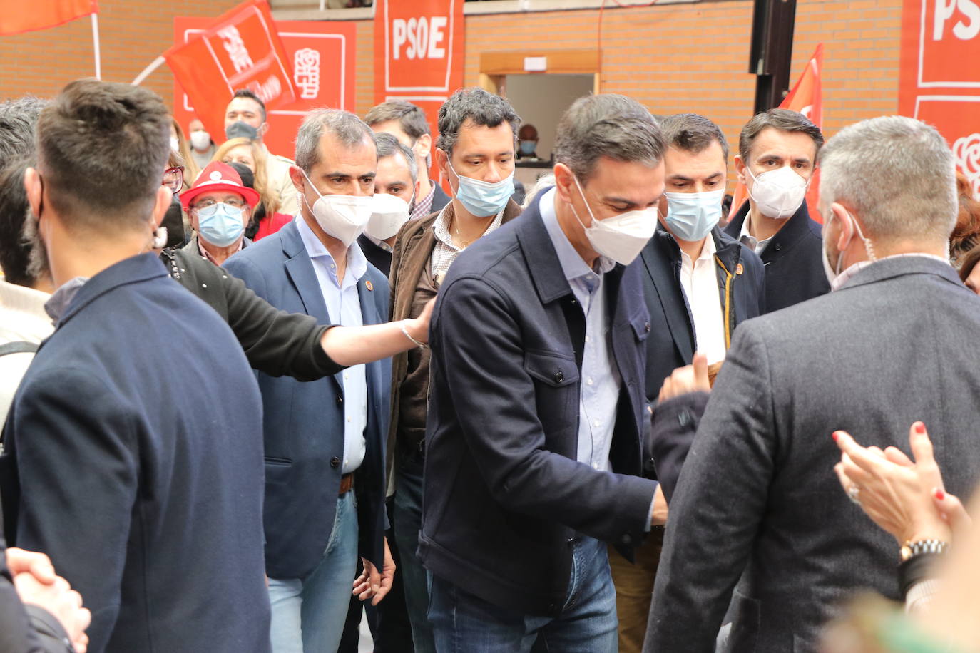 Acto electoral en León del candidato del PSOE a la Presidencia de la Junta, Luis Tudanca; el expresidente José Luis Rodríguez Zapatero y del presidente y secretario general del PSOE, Pedro Sánchez.