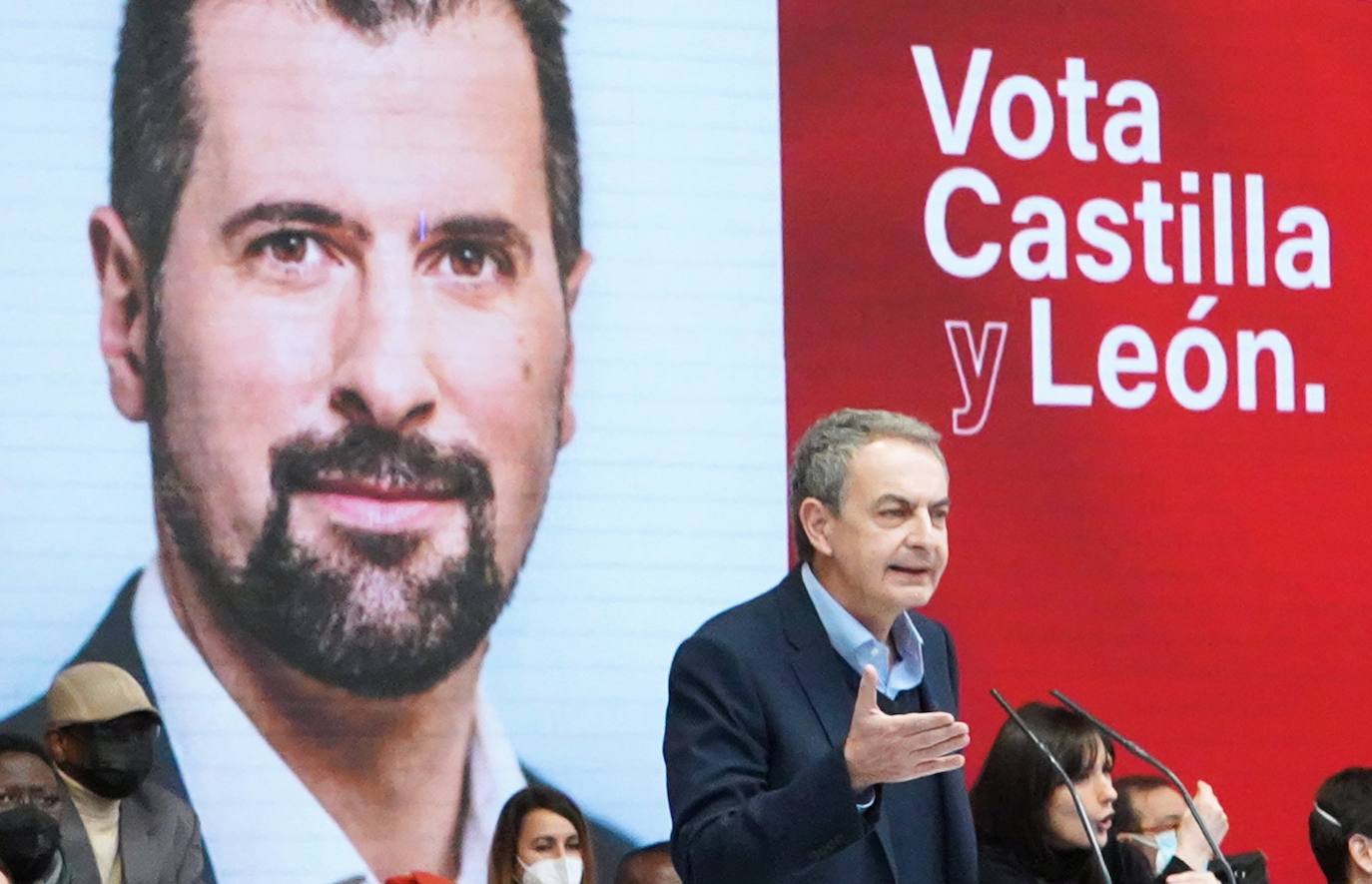 Acto electoral en León del candidato del PSOE a la Presidencia de la Junta, Luis Tudanca; el expresidente José Luis Rodríguez Zapatero y del presidente y secretario general del PSOE, Pedro Sánchez.