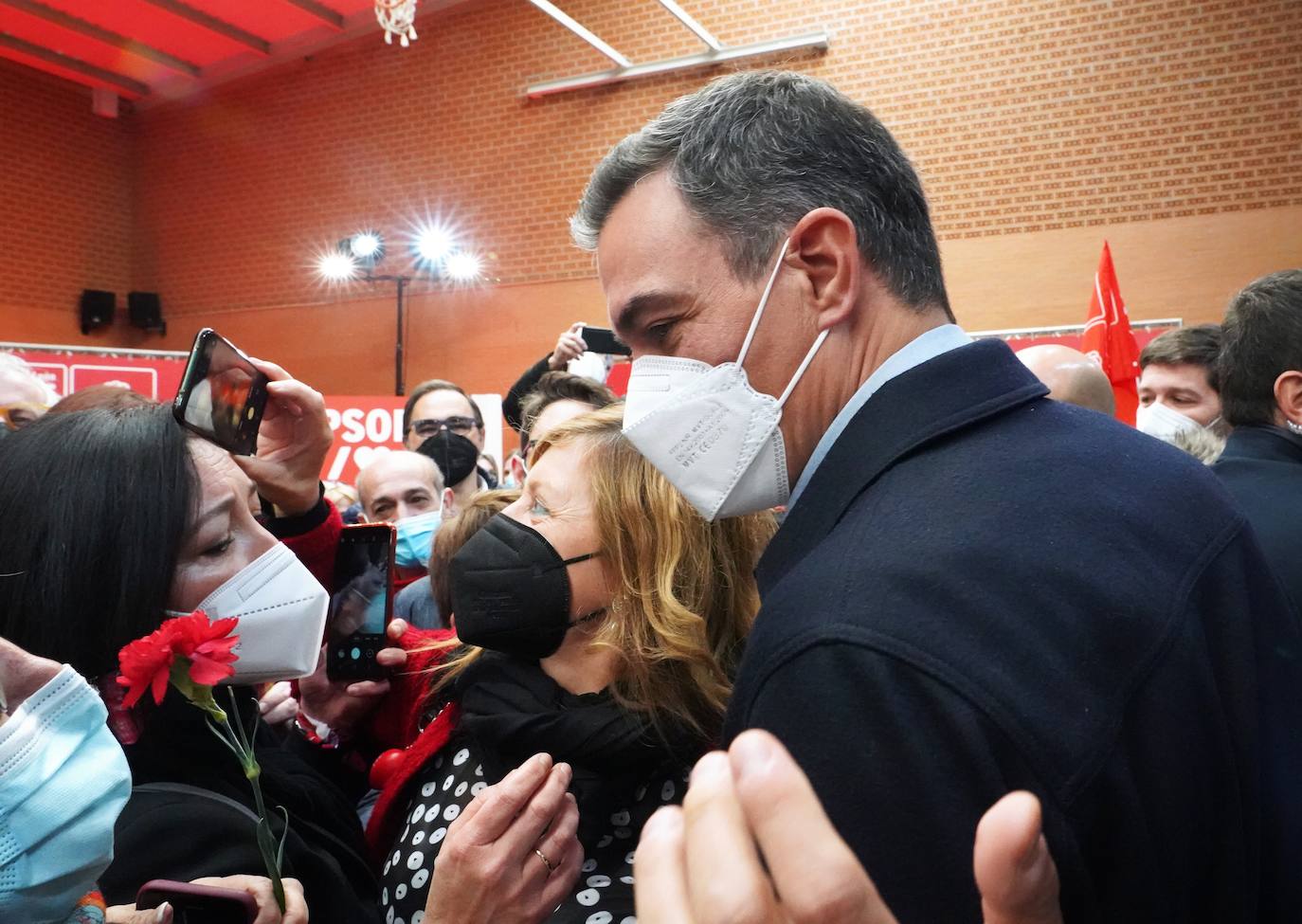 Acto electoral en León del candidato del PSOE a la Presidencia de la Junta, Luis Tudanca; el expresidente José Luis Rodríguez Zapatero y del presidente y secretario general del PSOE, Pedro Sánchez.