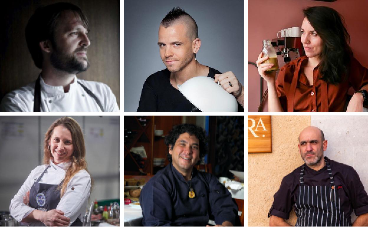 René Redzepi, Dabiz Muñoz, Denise Monroy, Camila Ferraro, Gastón Acurio y Luis Alberto Lera.