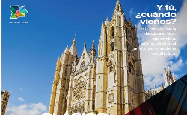 Fachada de la Catedral de León, en uno de los carteles promocionales de la Semana Santa 2022.