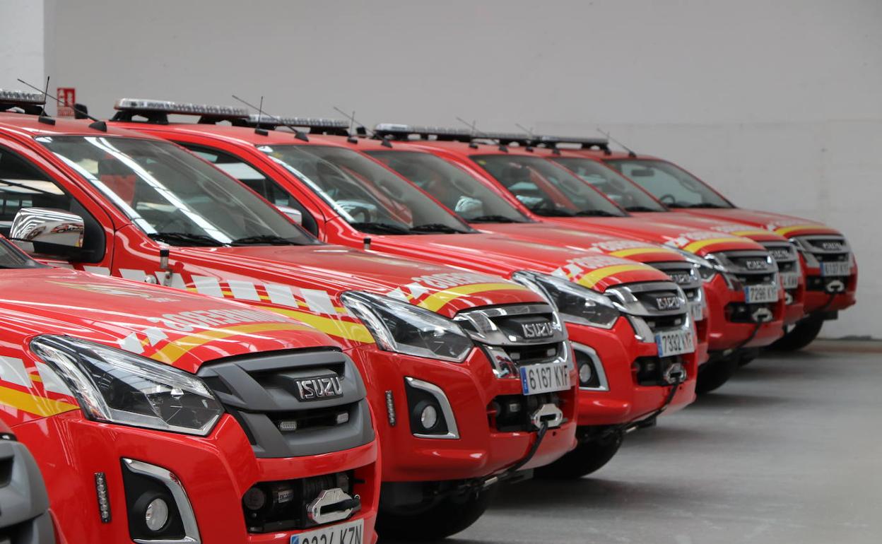 Coches de bomberos de la Diputación de León