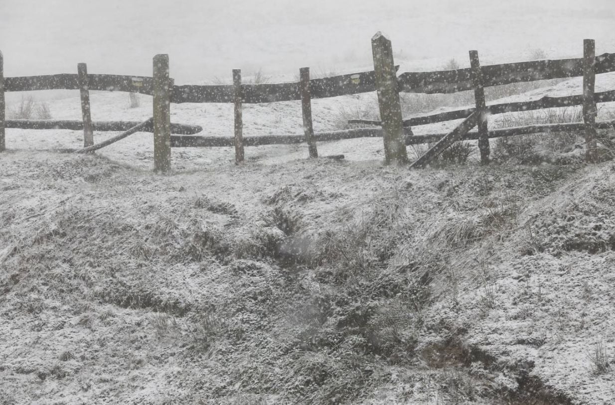 La nieve caída en las últimas complica la circulación en la zona note de la provincia y cierra Pajares a camiones | La DGT ha obligado al uso de cadenas al complicarse el tráfico en ese punto de la provincia. 