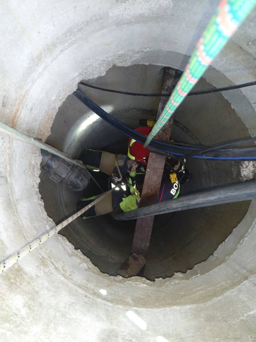 Imagen del rescate de un gato por los Bomberos de Ponferrada. 