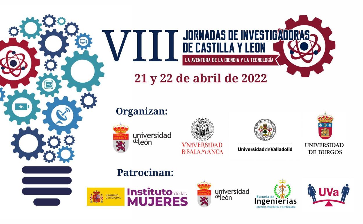 Cartel anunciador de las VIII Jornadas de Investigadoras de Castilla y León, organizadas por la ULE. 