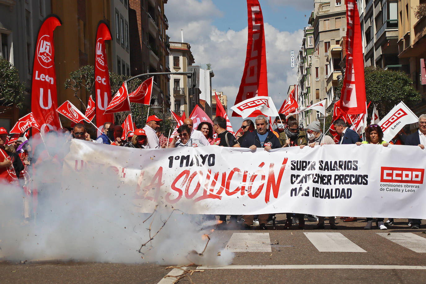 Manifestación en León con motivo del Día Internacional del Trabajo