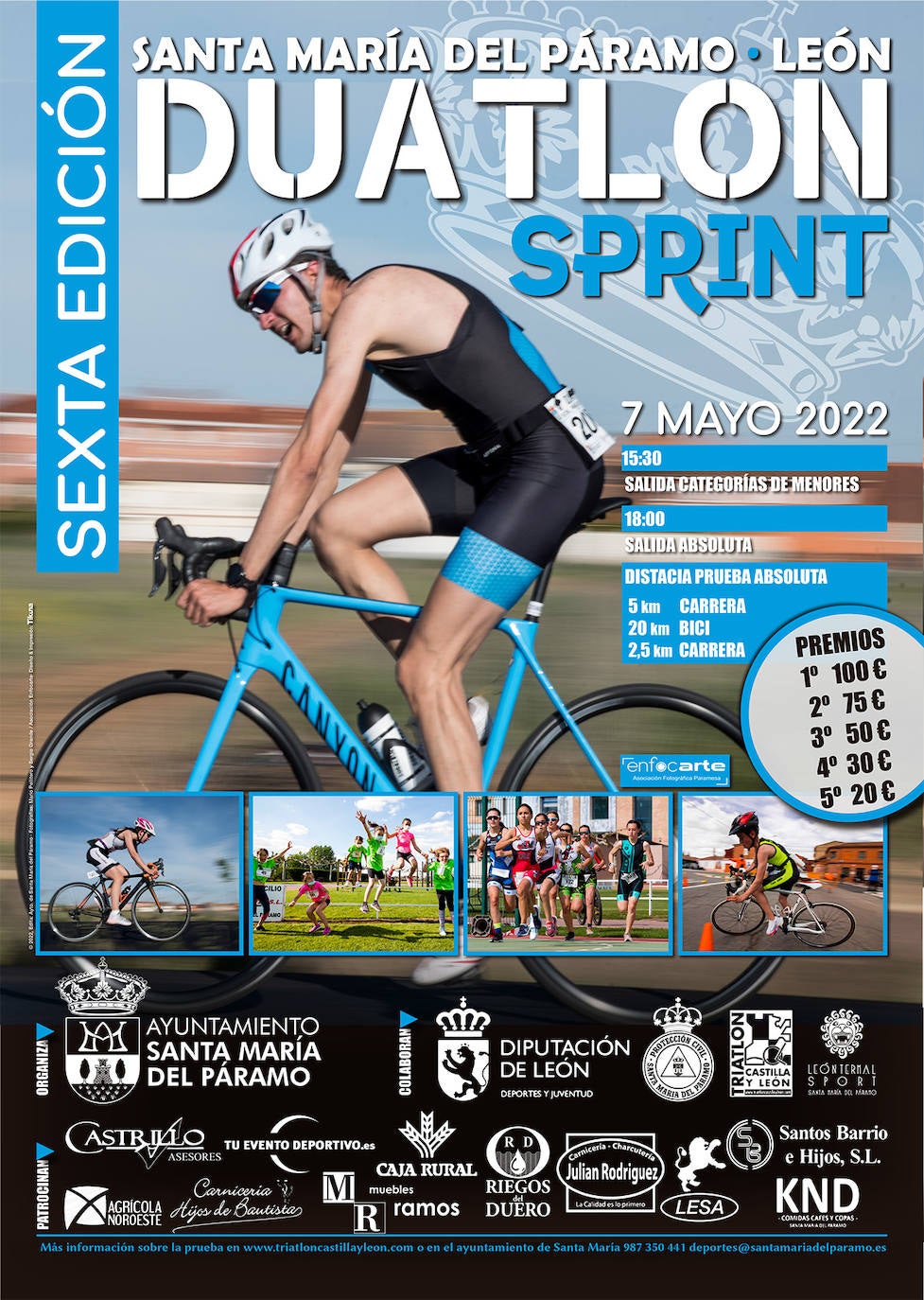 Cartel del Duatlon Sprint a Santa María del Páramo. 