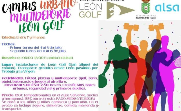 Cartel anunciador del Campus Urbano Multideporte León Golf.