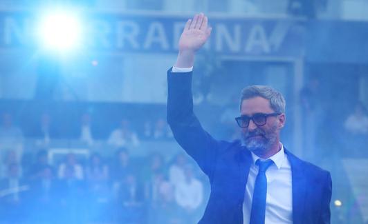 Bolo, este martes, durante los actos del centenario en El Toralín. 