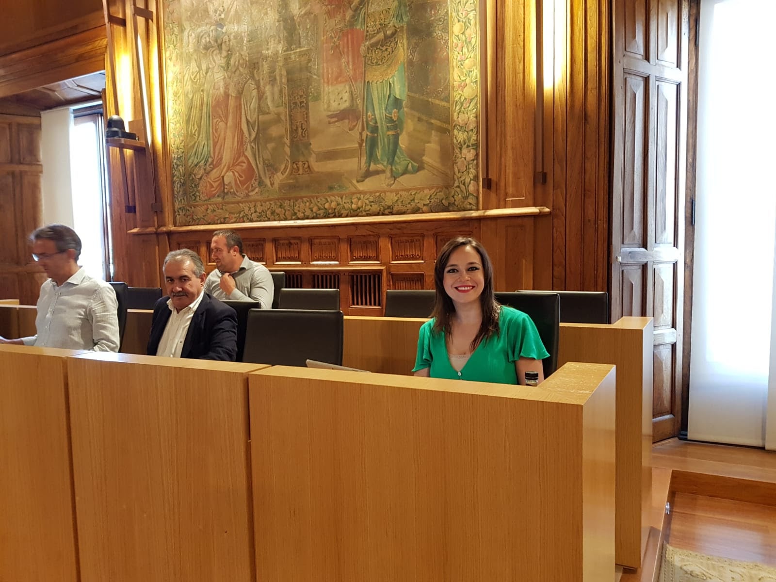 Gemma Villarroel, representante de Cs en la Diputación de León, durante un pleno en la institución provincial.