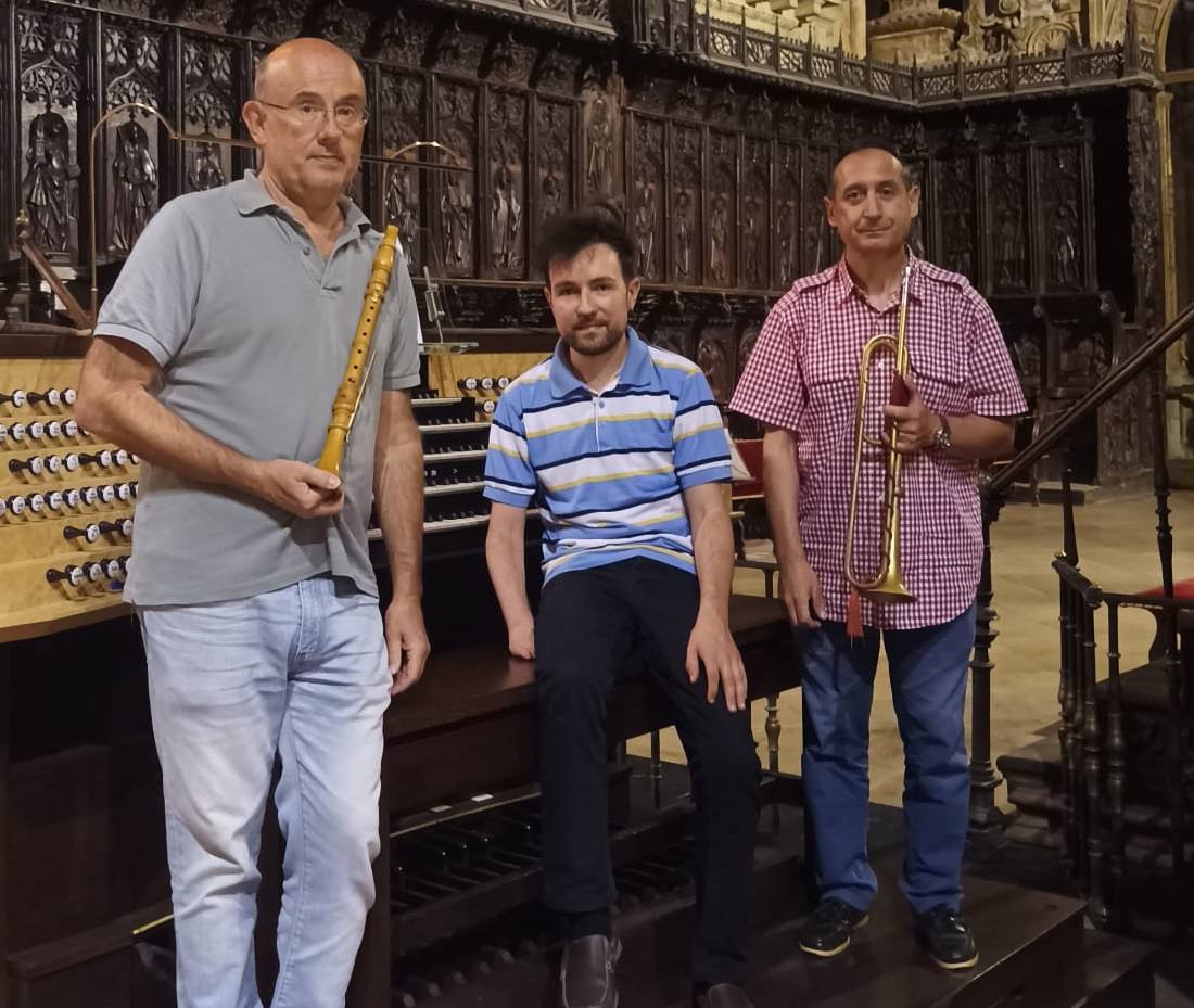 Los músicos protagonitas del concierto 'Música con clarines'del ciclo internacional de órgano de la Catedral de León. 