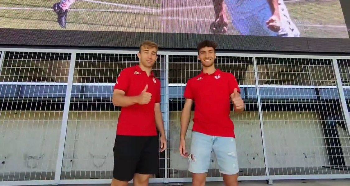 Imagen de Rodri Suárez y Diego Percan en el vídeo anunciador de su ficha en el primer equipo. 