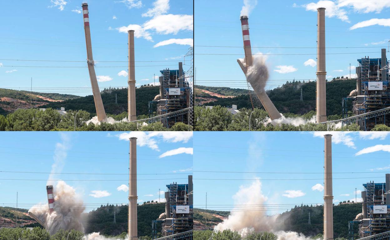 Una de las chimeneas de La Robla que fue derruida este verano.