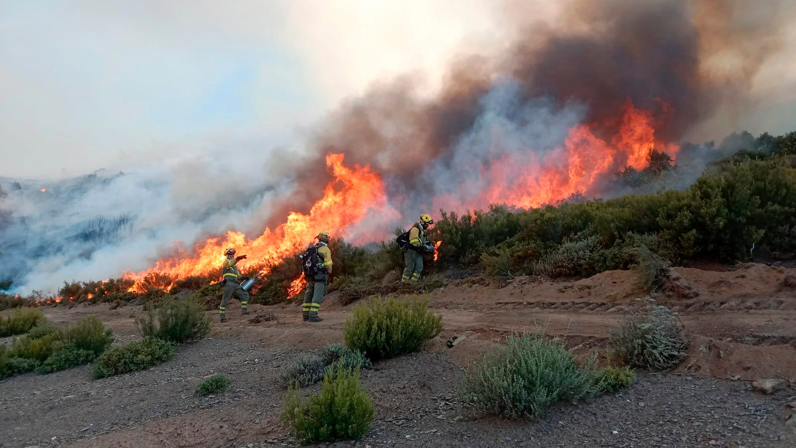 Reactivado el flanco izquierdo del incendio del campo de tiro del Teleno