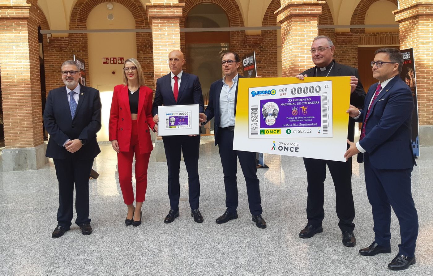 El cupón de la ONCE del sábado, 24 de septiembre, está dedicado al 33 Encuentro Nacional de Cofradías, que se difundirá en 5,5 millones de cupones que llevarán por toda España este evento organizado por la Junta Mayor de la Semana Santa de León. 