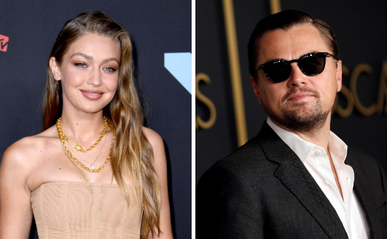 La modelo Gigi Hadid y el actor Leonardo DiCaprio. 