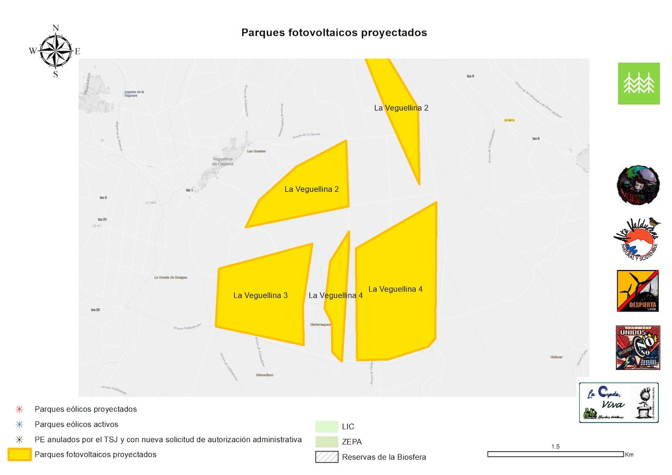 Fragmentación del macroparque fotovoltaico de Veguellina