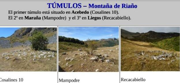 Identificación de los túmulos localizados en Acebedo, Maraña y Liegos. 