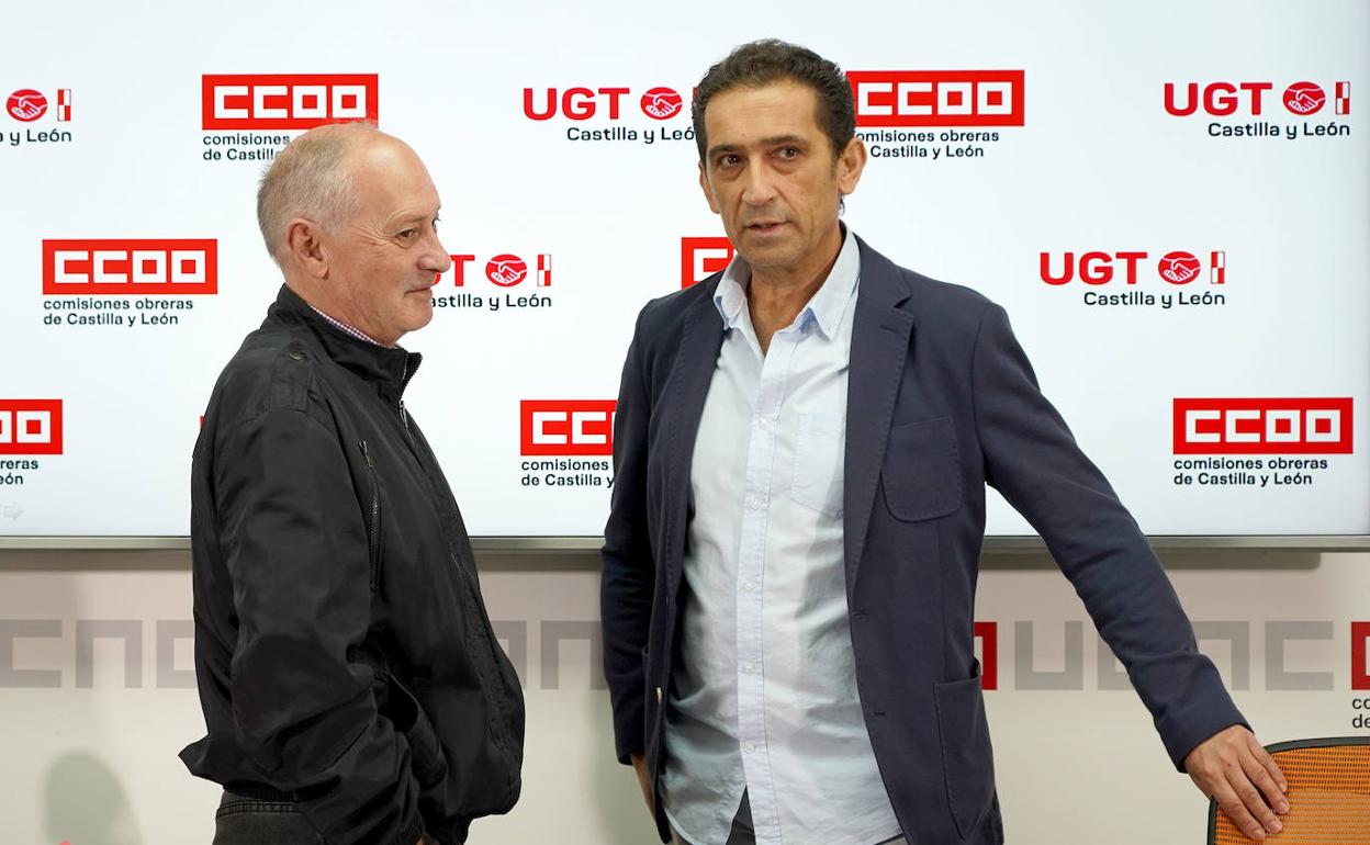 El secretario general de CCOO Castilla y León, Vicente Andrés, y el secretario general de UGT Castilla y León, Faustino Temprano.