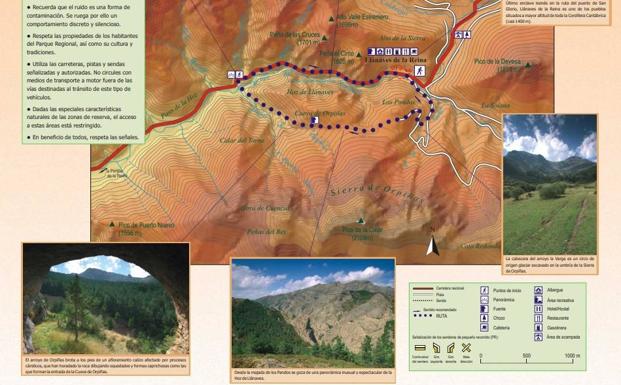 Orografía del terreno de la ruta del arroyo de Orpiñas, en Llánaves de la Reina y la Sierra de Orpiñas