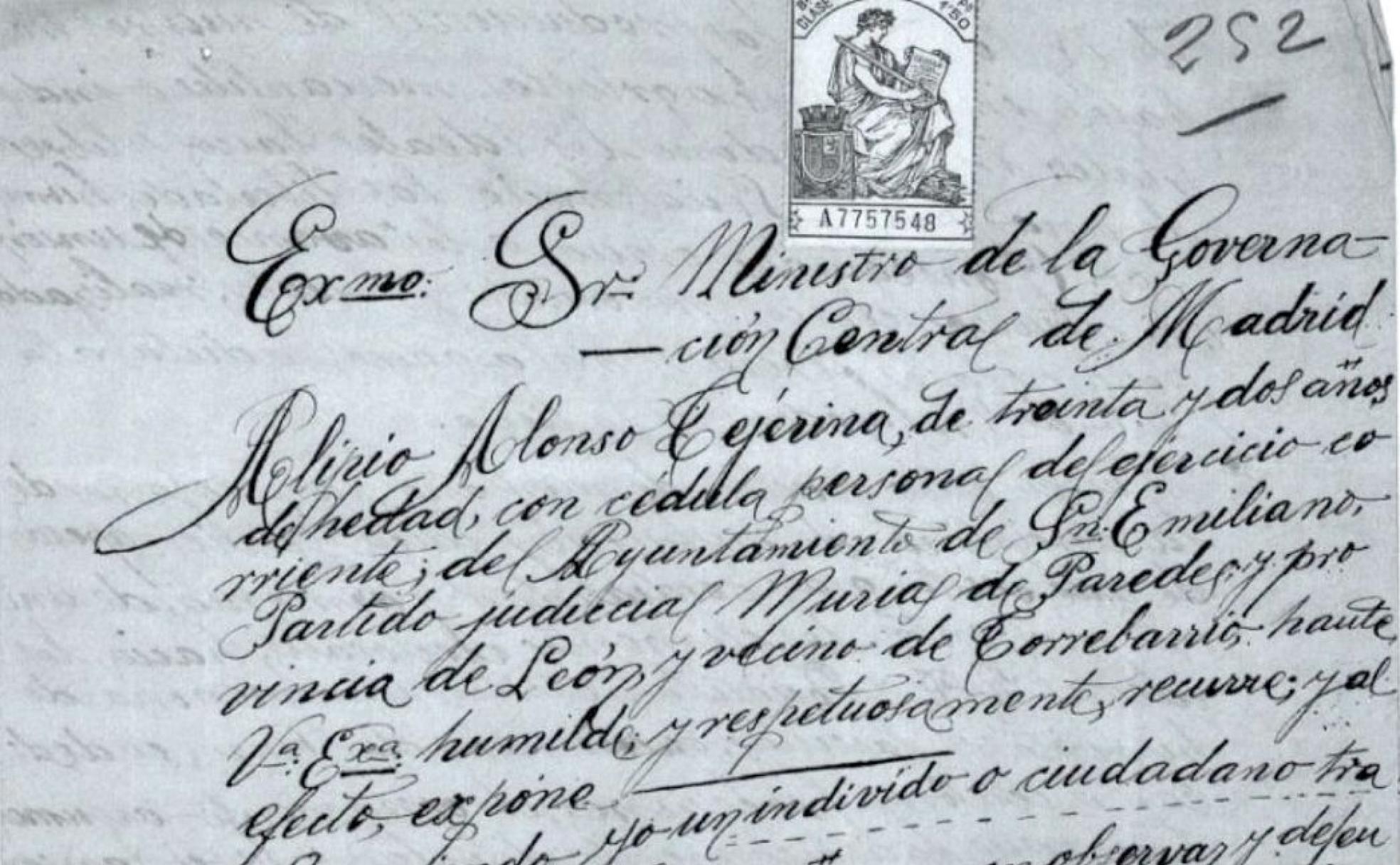 Carta de Alipio al ministro de la Gobernación Central pidiendo su reinserción como maestro, con fecha de abril de 1934. 