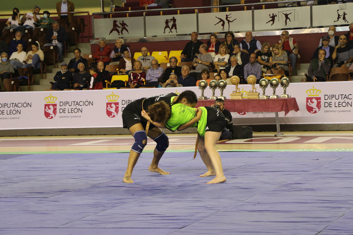 Corro de lucha leonesa en el Palacio de los Deporte.