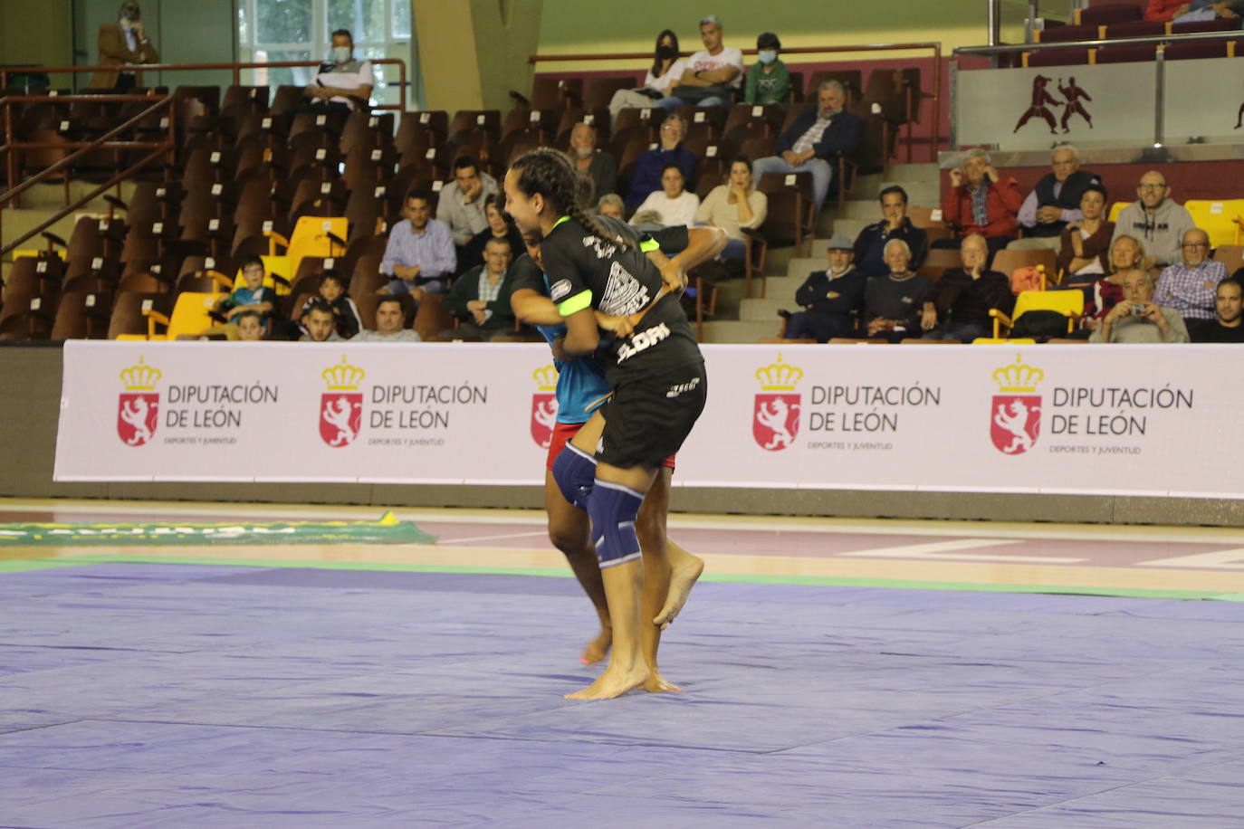 Corro de lucha leonesa en el Palacio de los Deporte.