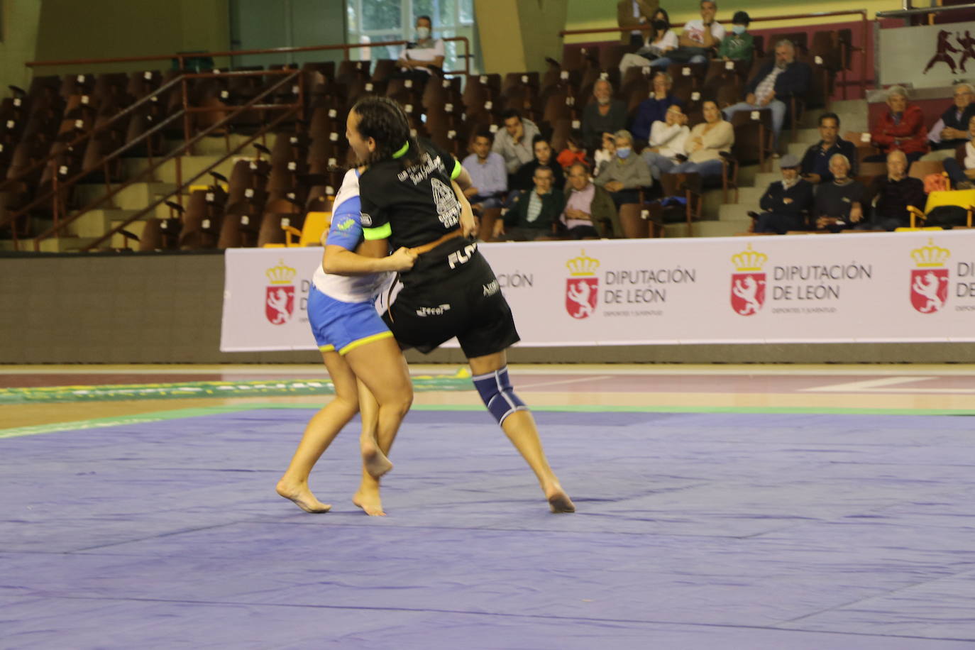 Corro de lucha leonesa en el Palacio de los Deporte.