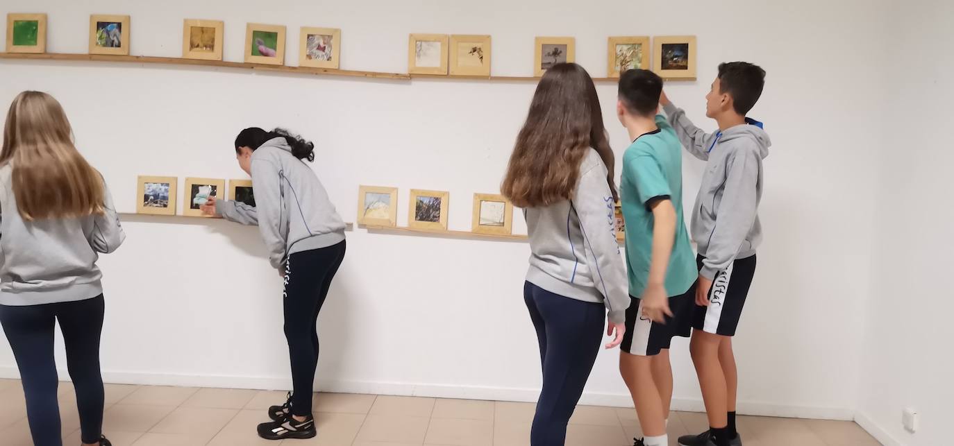 Hasta el 23 de octubre la exposición en la que han participado 80 artistas se podrá visitar en la Galería didáctica del Colegio Maristas San José | Todas las obras, desde fotografías hasta collages, son del mismo formato.