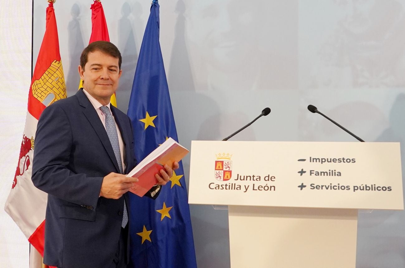 Alfonso Fernández Mañueco, presidente de la Junta, durante la presentación del presupuesto. 