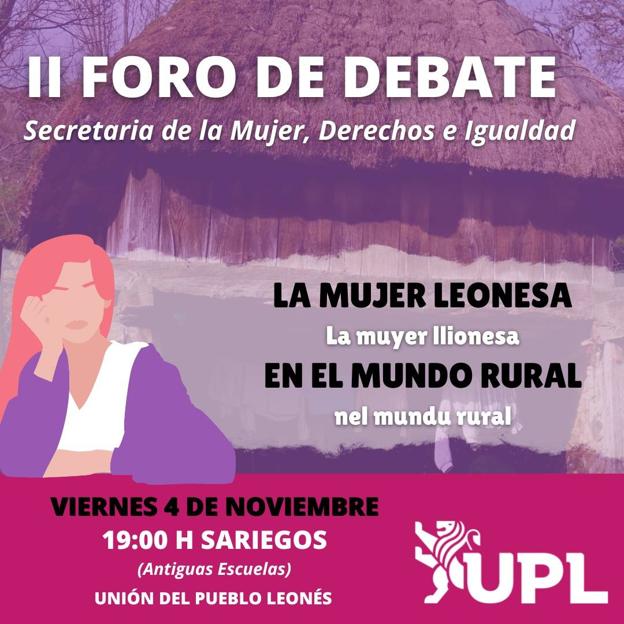 Cartel del II Foro de Debate de UPL: La mujer leonesa en el mundo rural. 