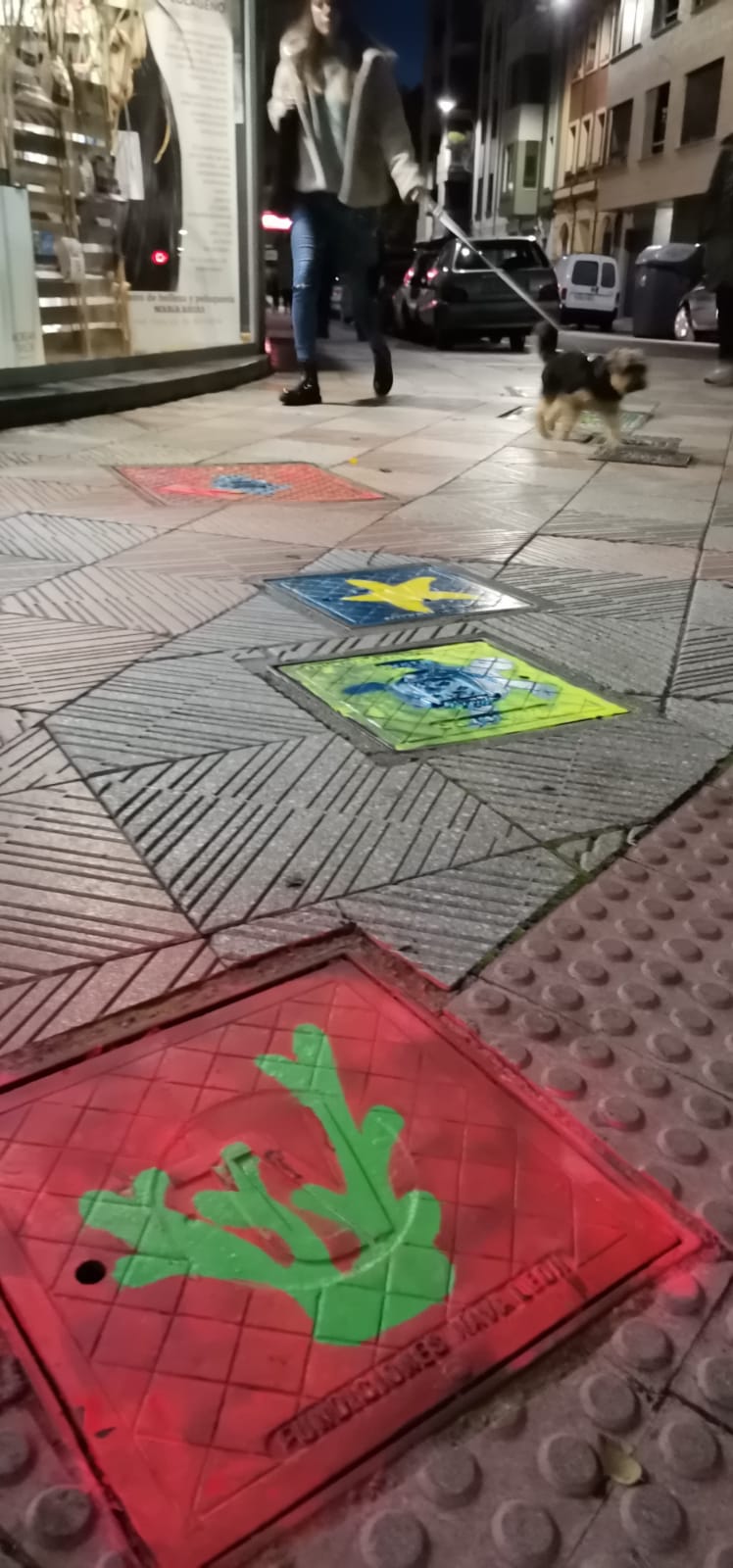 Una iniciativa de artes plásticas sirve para acometer la pintura de las alcantarillas de la ciudad | «Gran parte de lo que acaba en las alcantarillas, puede llegar hasta el mar, y contaminarlo», recuerdan los impulsores de la iniciativa. 