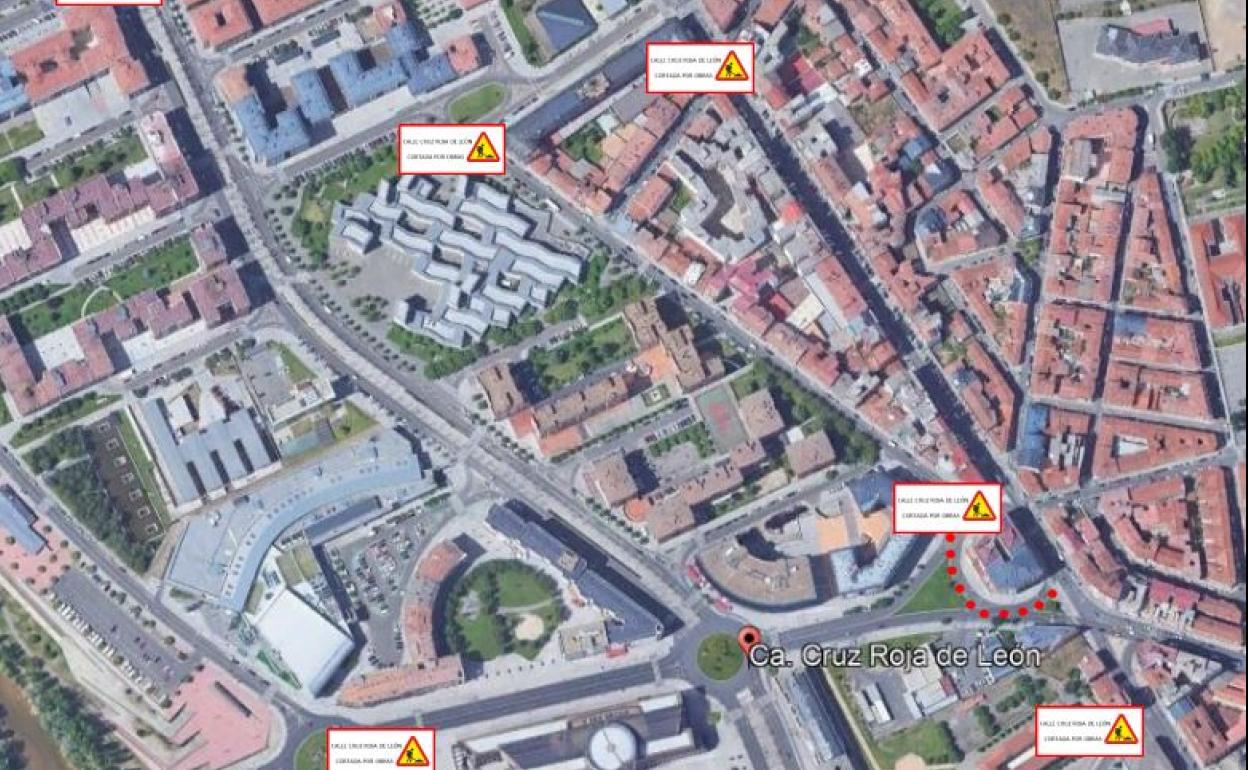 Plano del corte de acceso a esta vía.