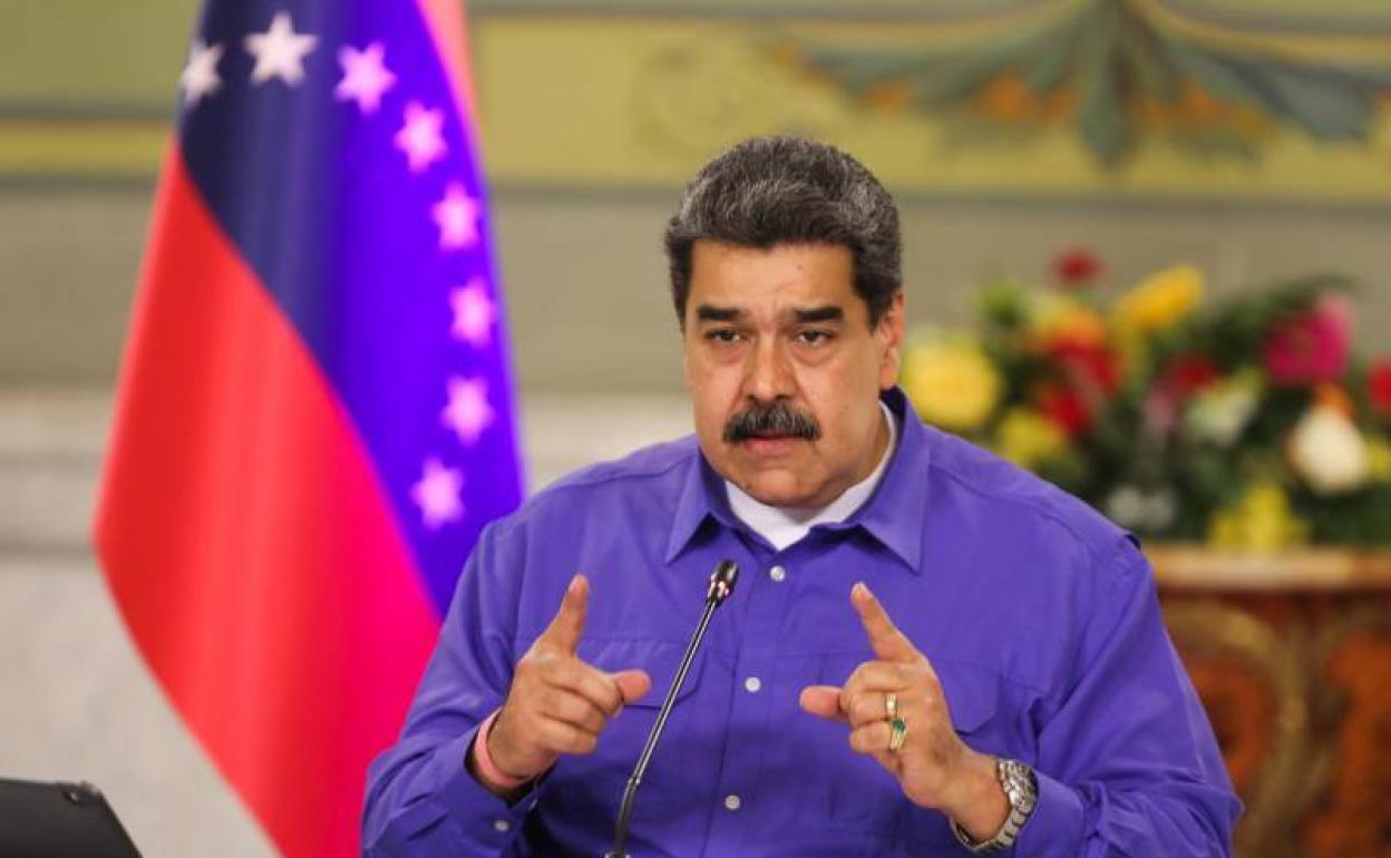 Nicolás Maduro, durante una alocución en el Palacio de Miraflores en Caracas.