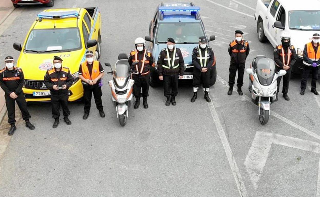 Imagen de archivo de los integrantes de la agrupación de Protección Civil que comparten los ayuntamientos bercianos de Carracedelo y Molinaseca.