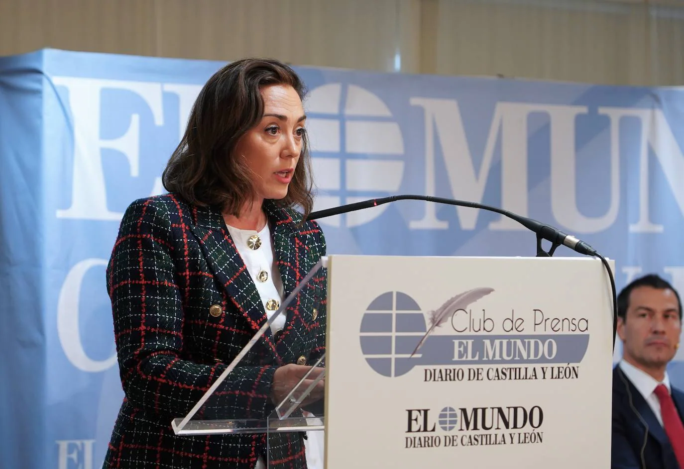 La consejera de Movilidad y Transformación Digital, María González Corral, clausura la jornada 'Potencial logístico de Castilla y León: Palanca para la competitividad empresarial y el empleo' organizada por El Club de Prensa El Mundo-Diario de Castilla y León.