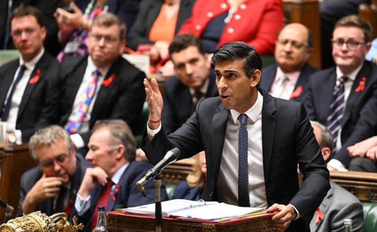 El primer ministro británico, Rishi Sunak, durante una intervención en el Parlamento este miércoles.