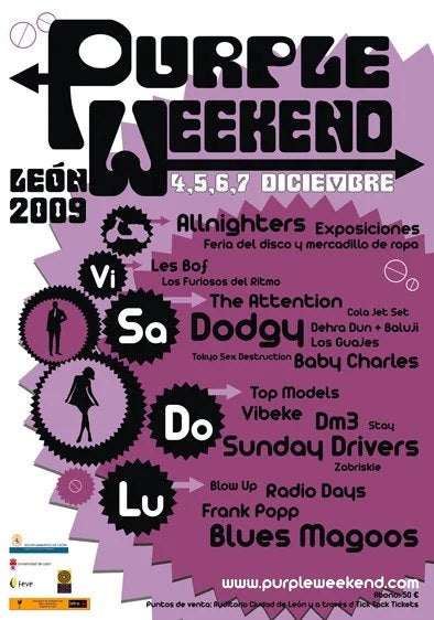 Una colección de distintos carteles que ha tenido el Purpple Weekend a lo largo de sus XXXIII ediciones 