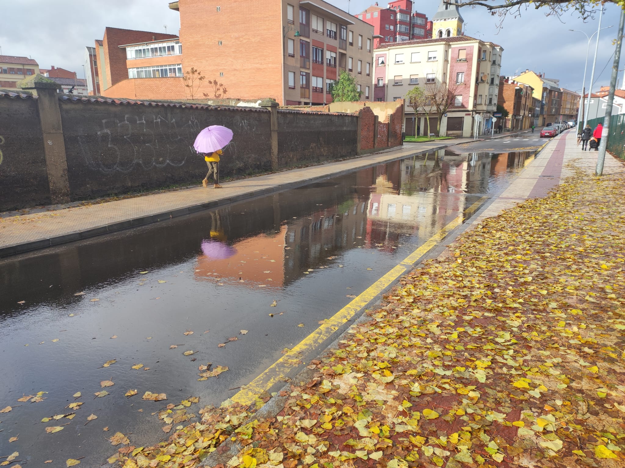 Fotos: Una gran balsa de agua en el acceso a la rotonda del Palacio de Exposiciones