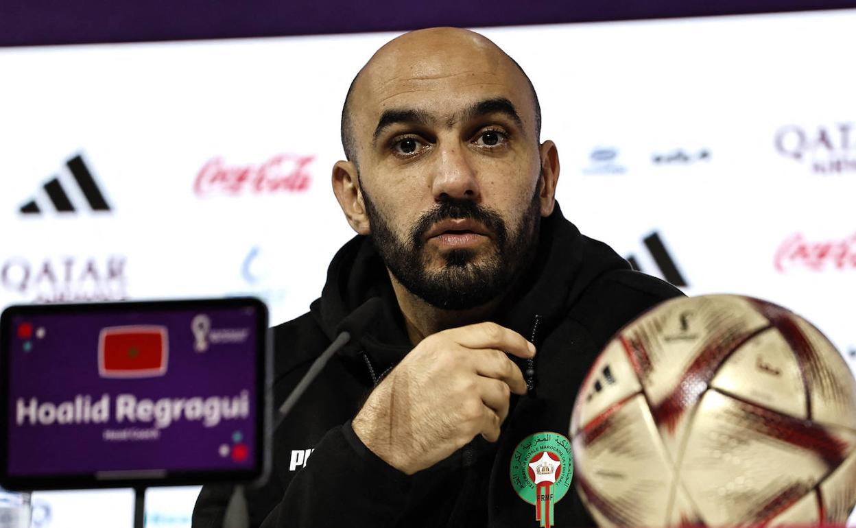 Walid Regragui, seleccionador de Marruecos, en la rueda de prensa de este martes.