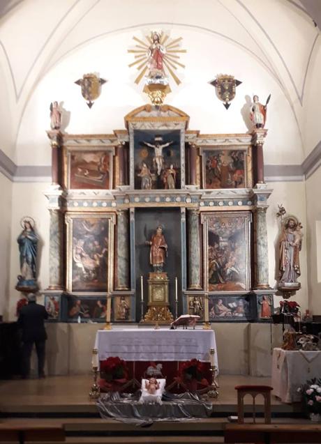 Imagen - Retablo Mayor de la Iglesia de Vegas del Condado, dedicado a San Esteban Protomártir y patrono del pueblo. Se halla sobre el sagrario.